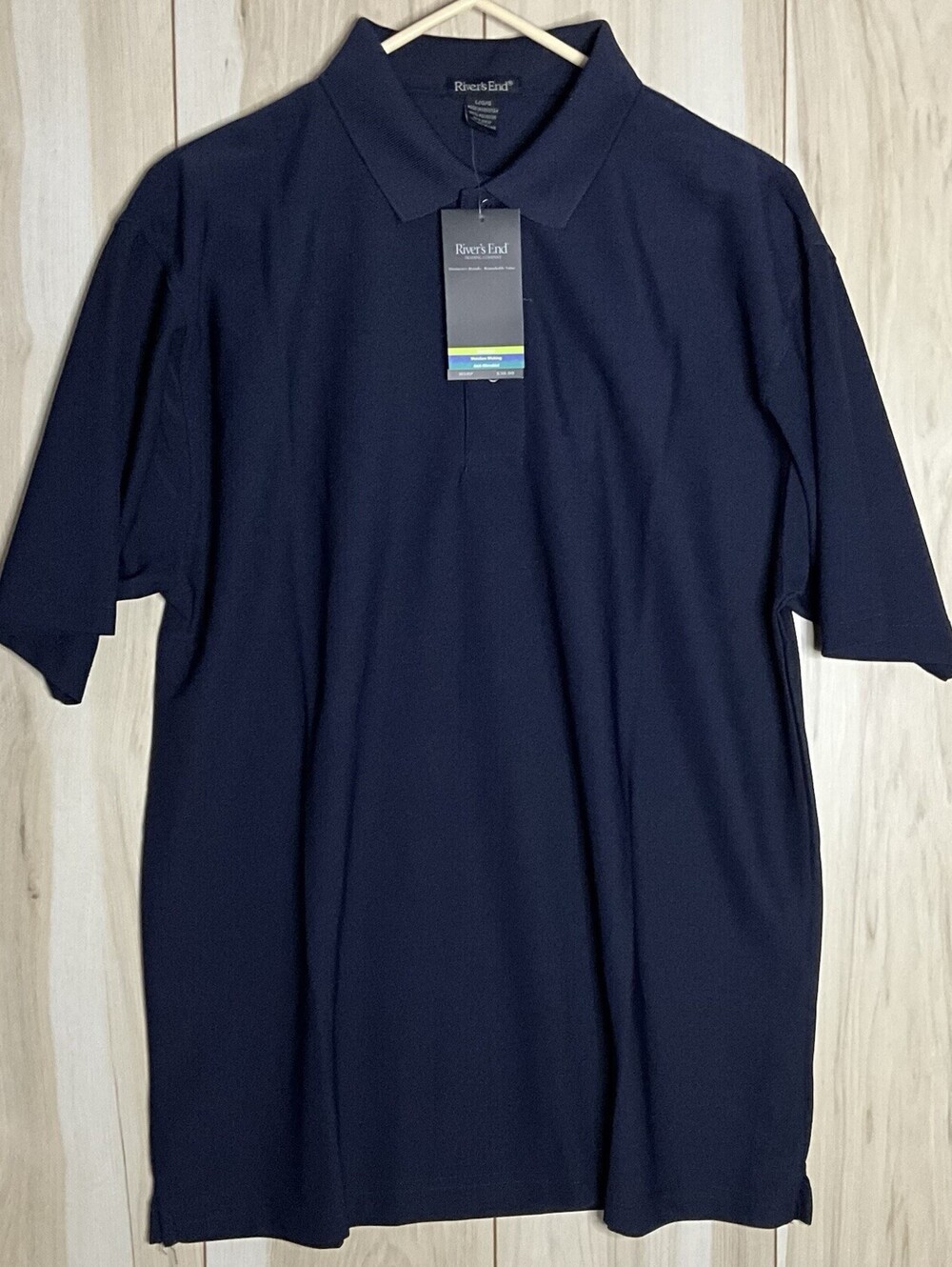 Rivers End Mens shirt Polo Collared short sleeve Solid Navy Blue Golf Size L